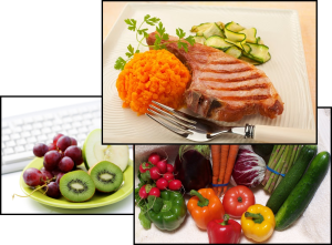 Pork chops, Fruits and vegetables